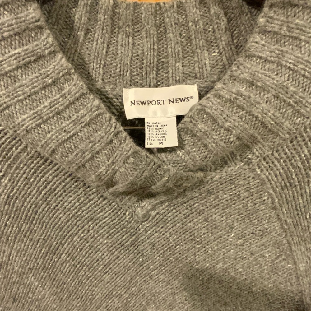 Newport News Gray Cowl Neck Sweater with Fringe - Picture 2 of 3